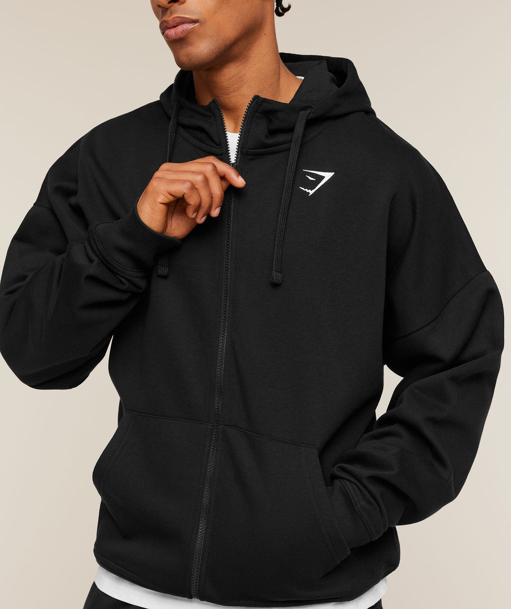 Crest Oversized Zip Up Hoodie