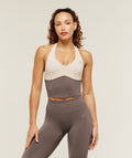 Colour Block Halter Neck Tank With Shelf