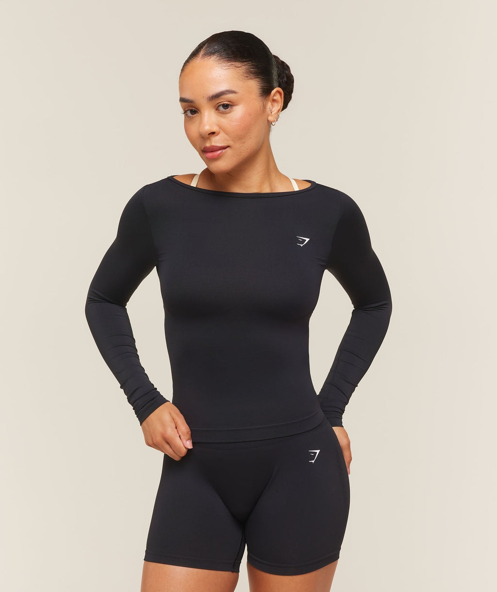 Everyday Seamless Wide Neck Long Sleeve Top