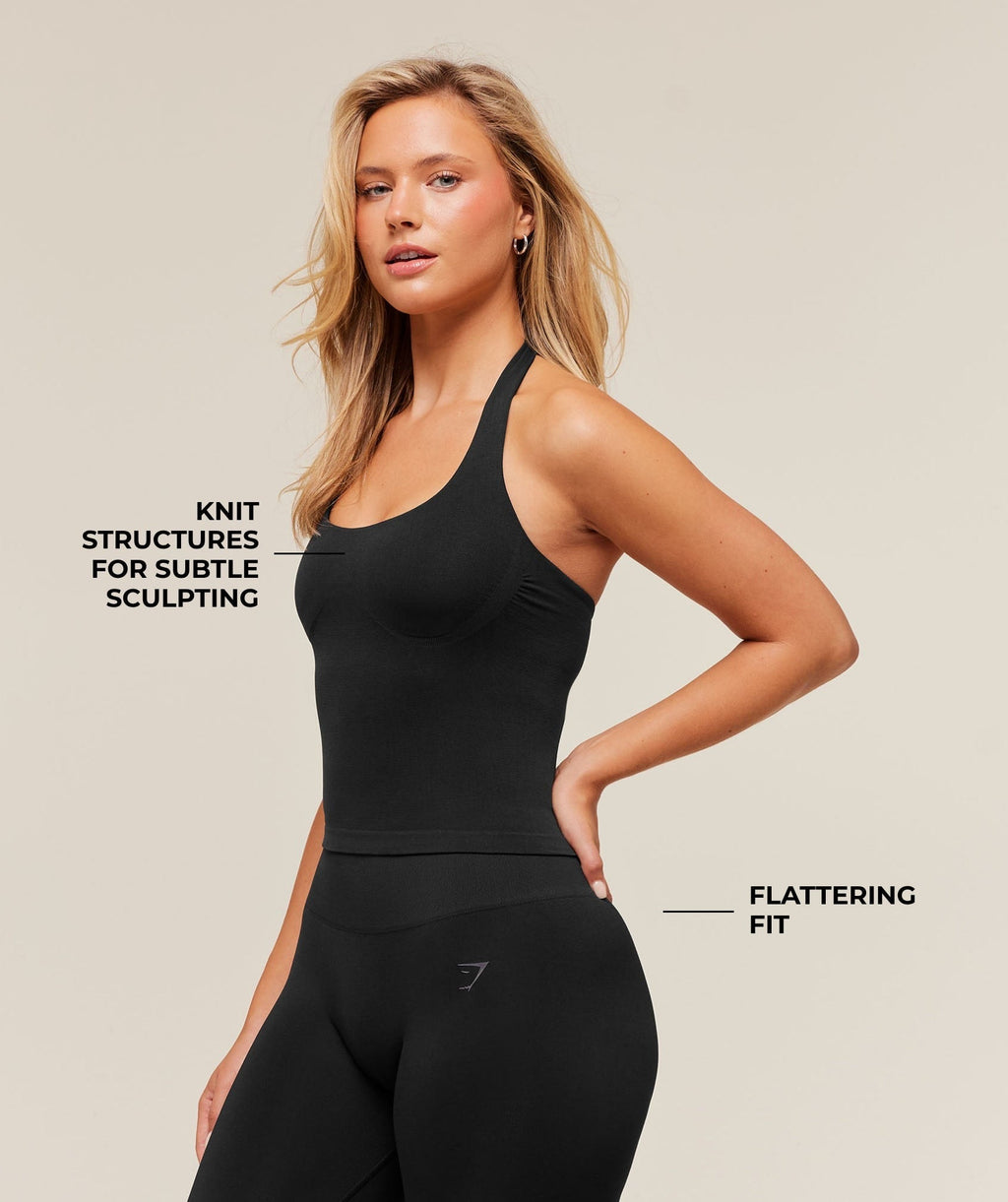 Soft Sculpt Halterneck Tank With Shelf