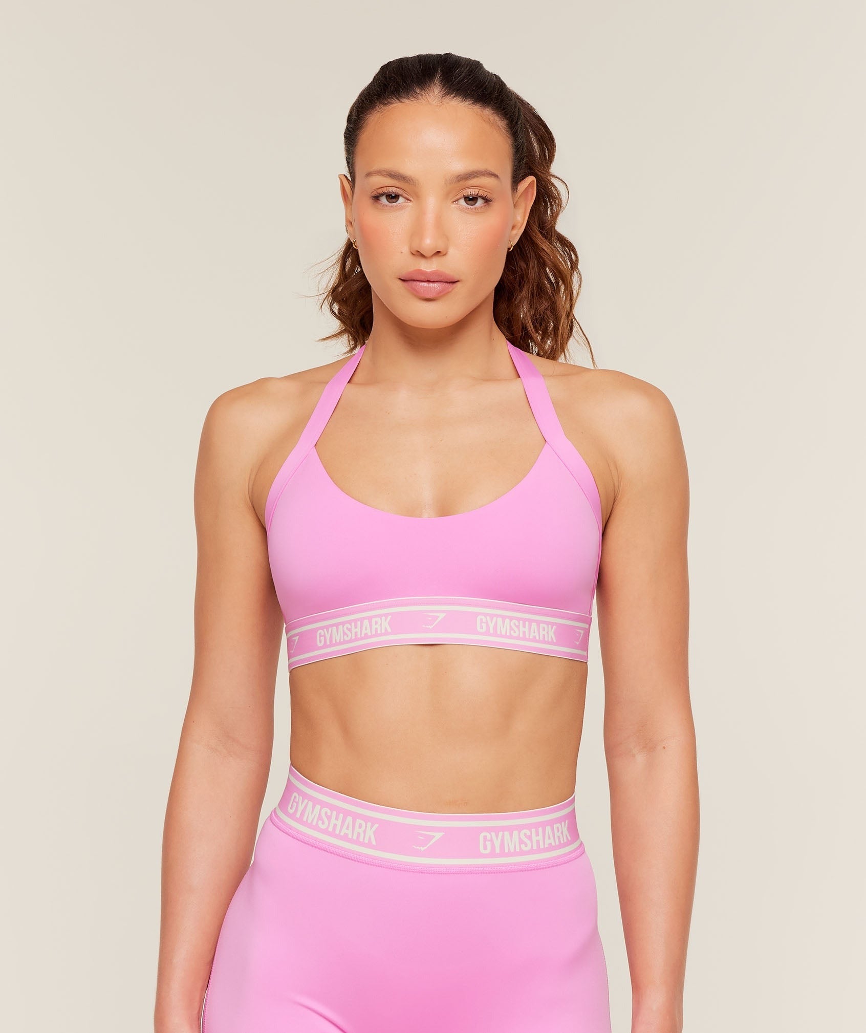 Light Support Halter Neck Logo Sports Bra