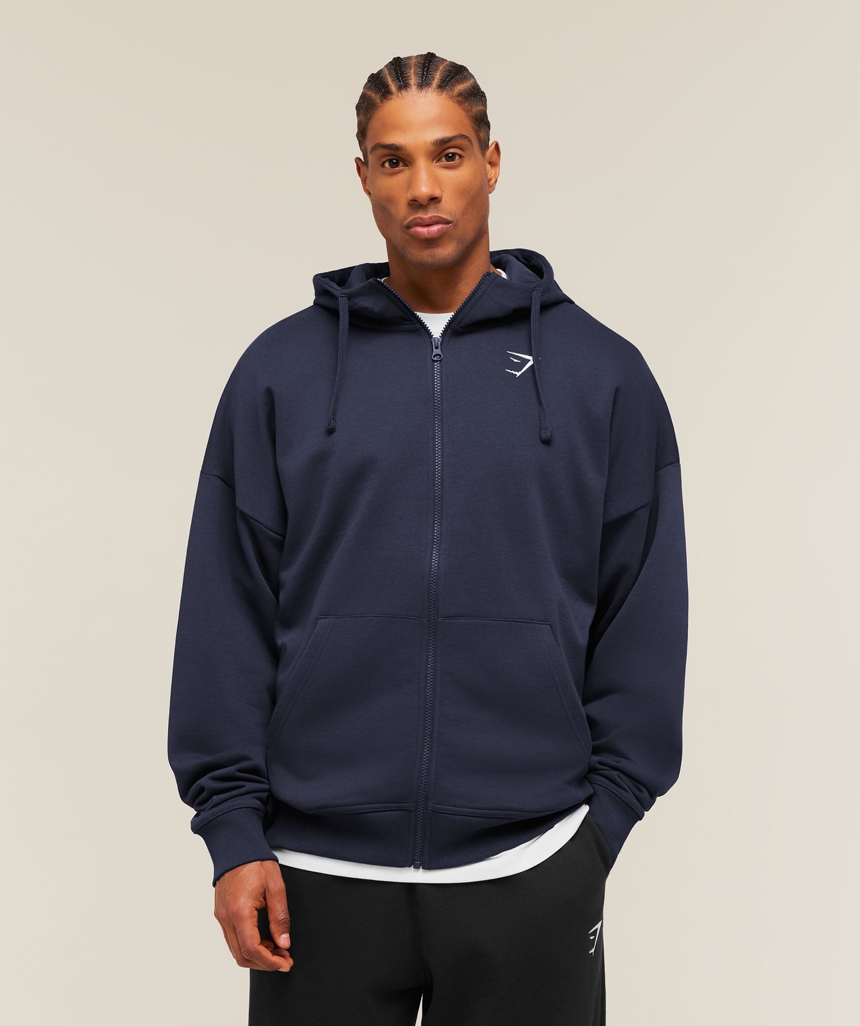 Crest Oversized Zip Up Hoodie