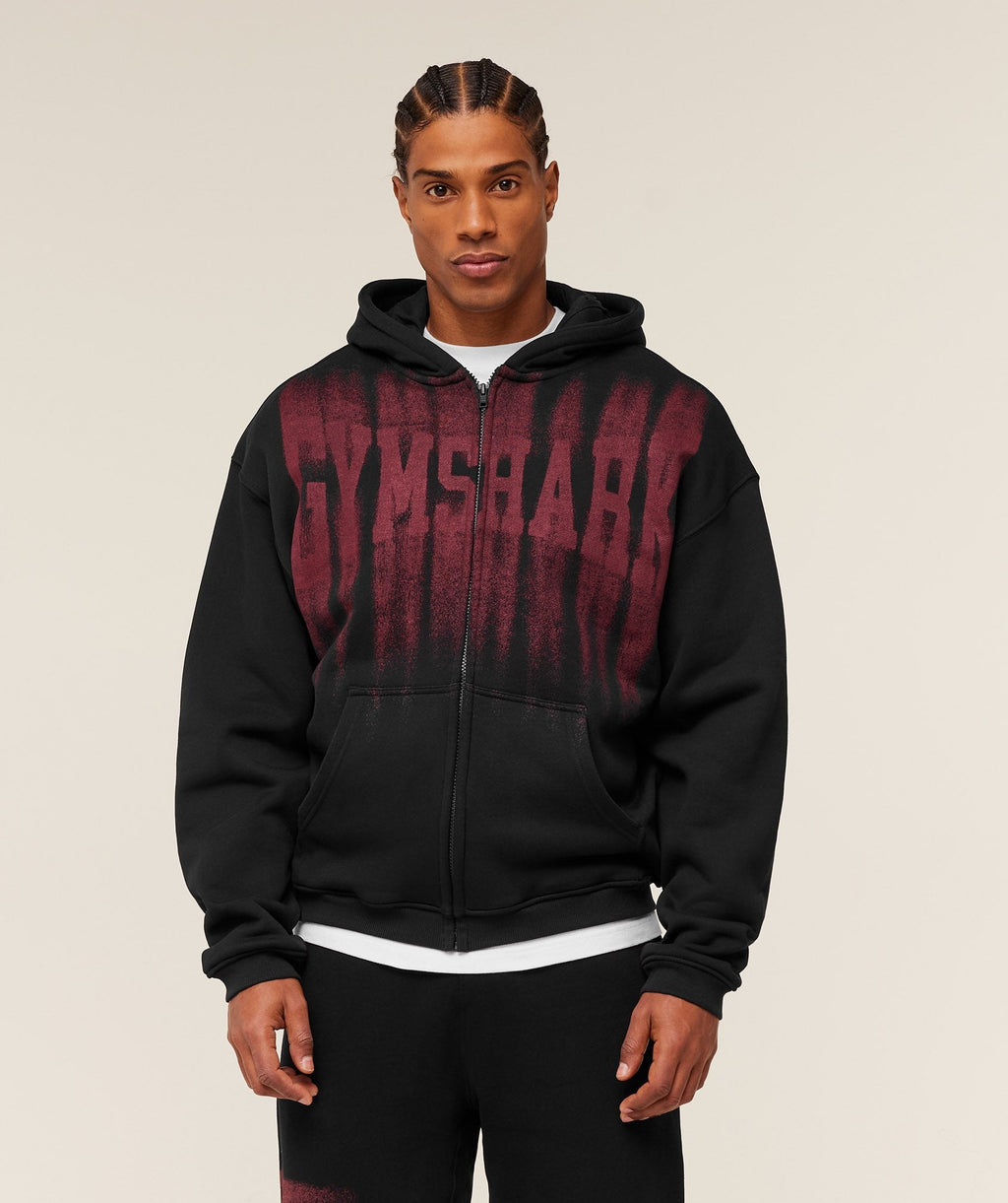 Fade Graphic Zip Through Hoodie