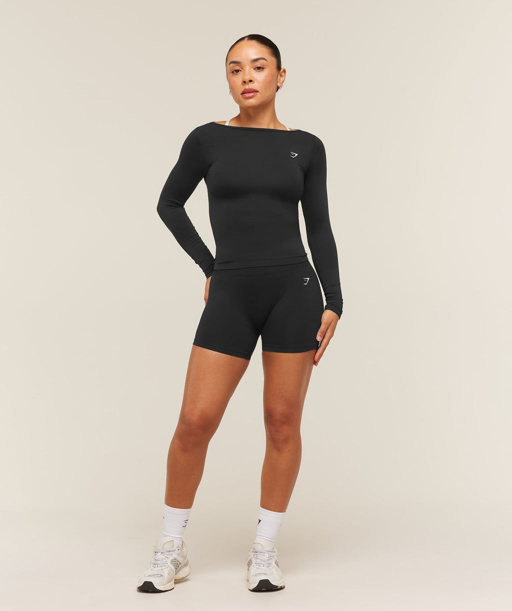 Everyday Seamless Wide Neck Long Sleeve Top