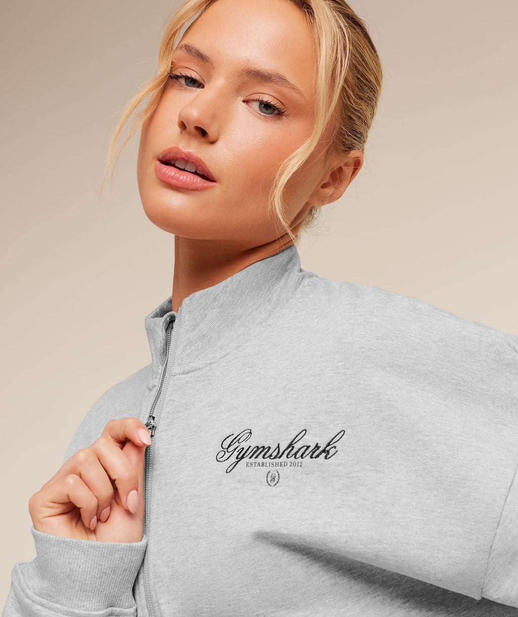 Script Embroidery Oversized Zip Through