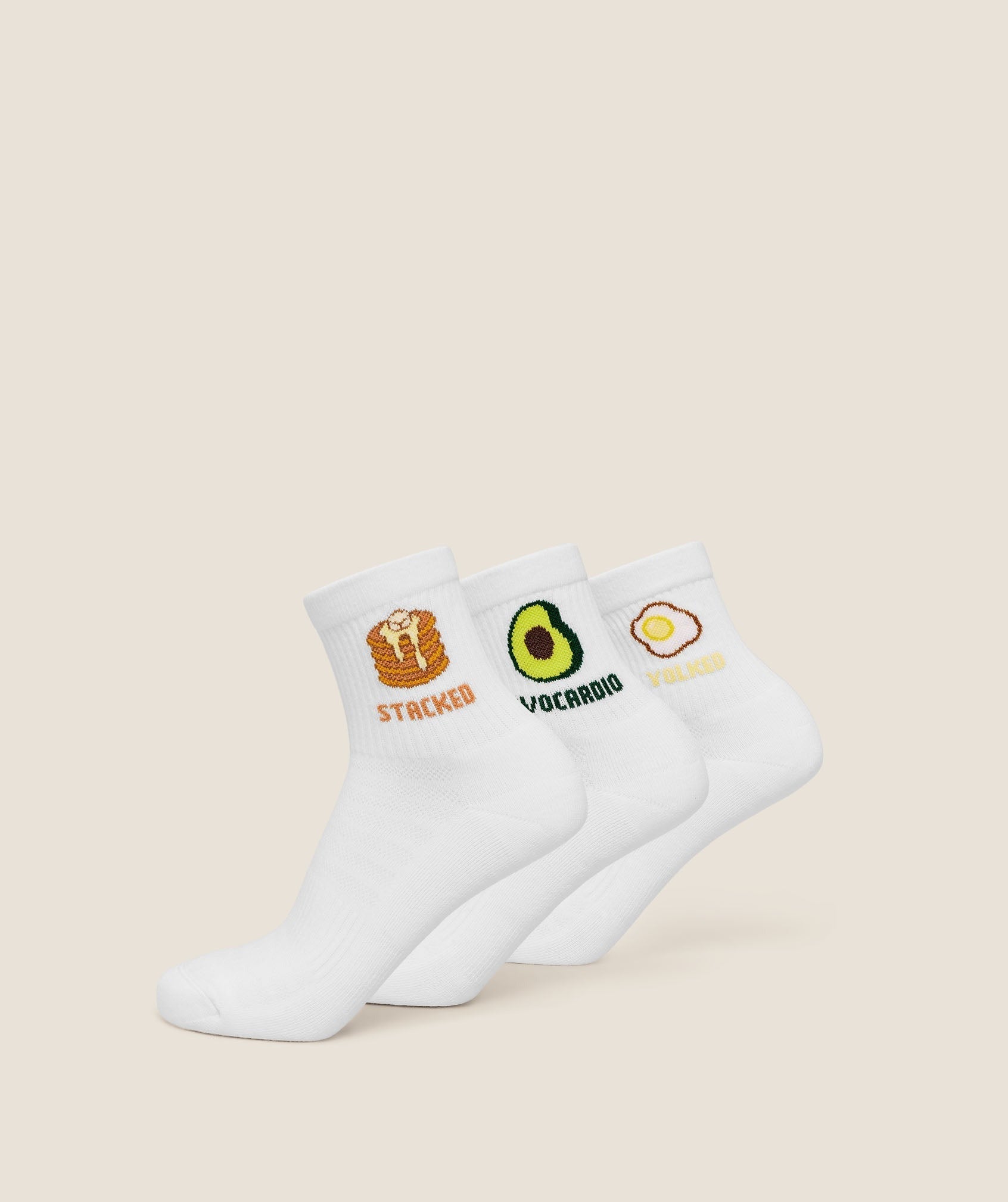Breakfast Graphic Midi Socks 3pk