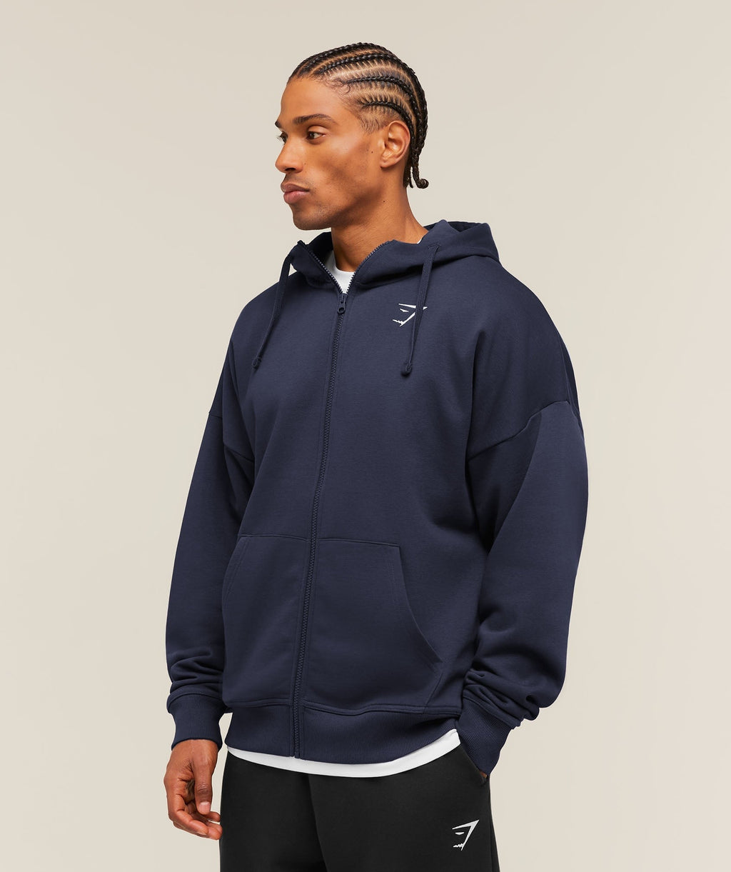 Crest Oversized Zip Up Hoodie