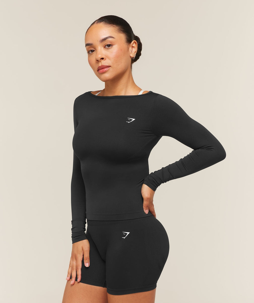 Everyday Seamless Wide Neck Long Sleeve Top