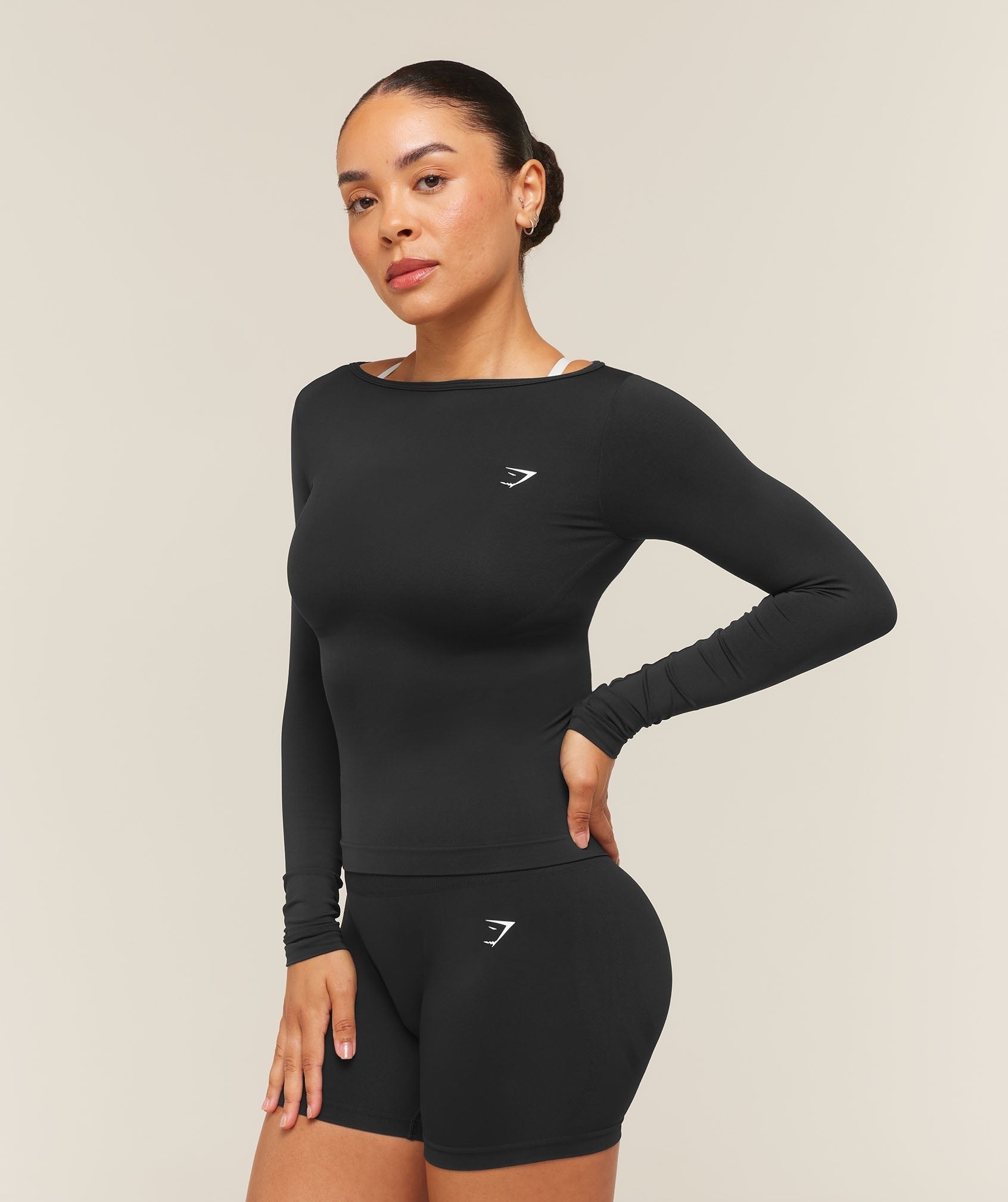 Everyday Seamless Wide Neck Long Sleeve Top