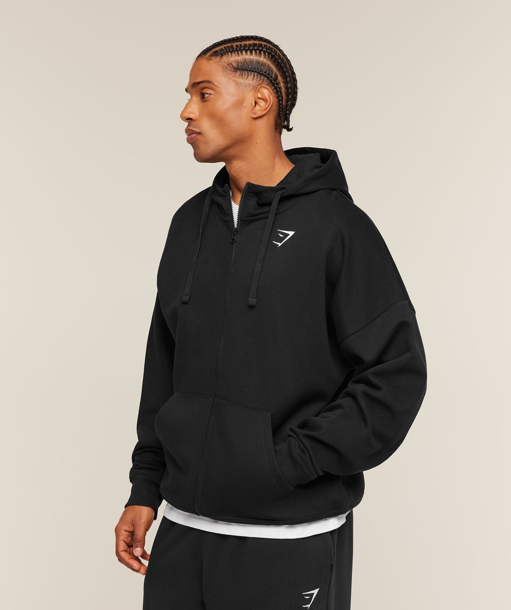 Crest Oversized Zip Up Hoodie