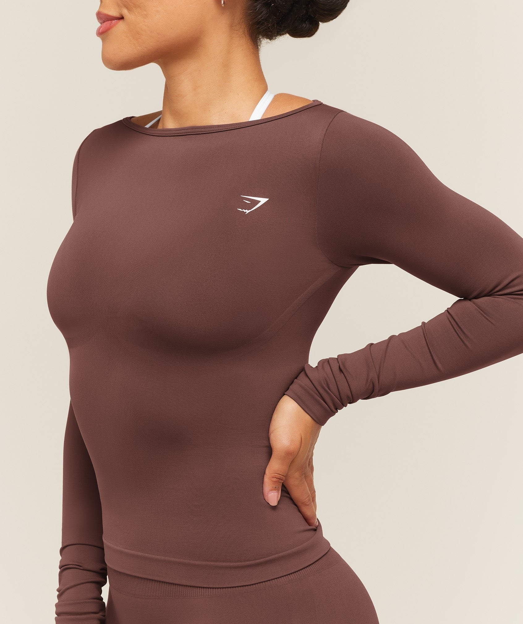 Everyday Seamless Wide Neck Long Sleeve Top