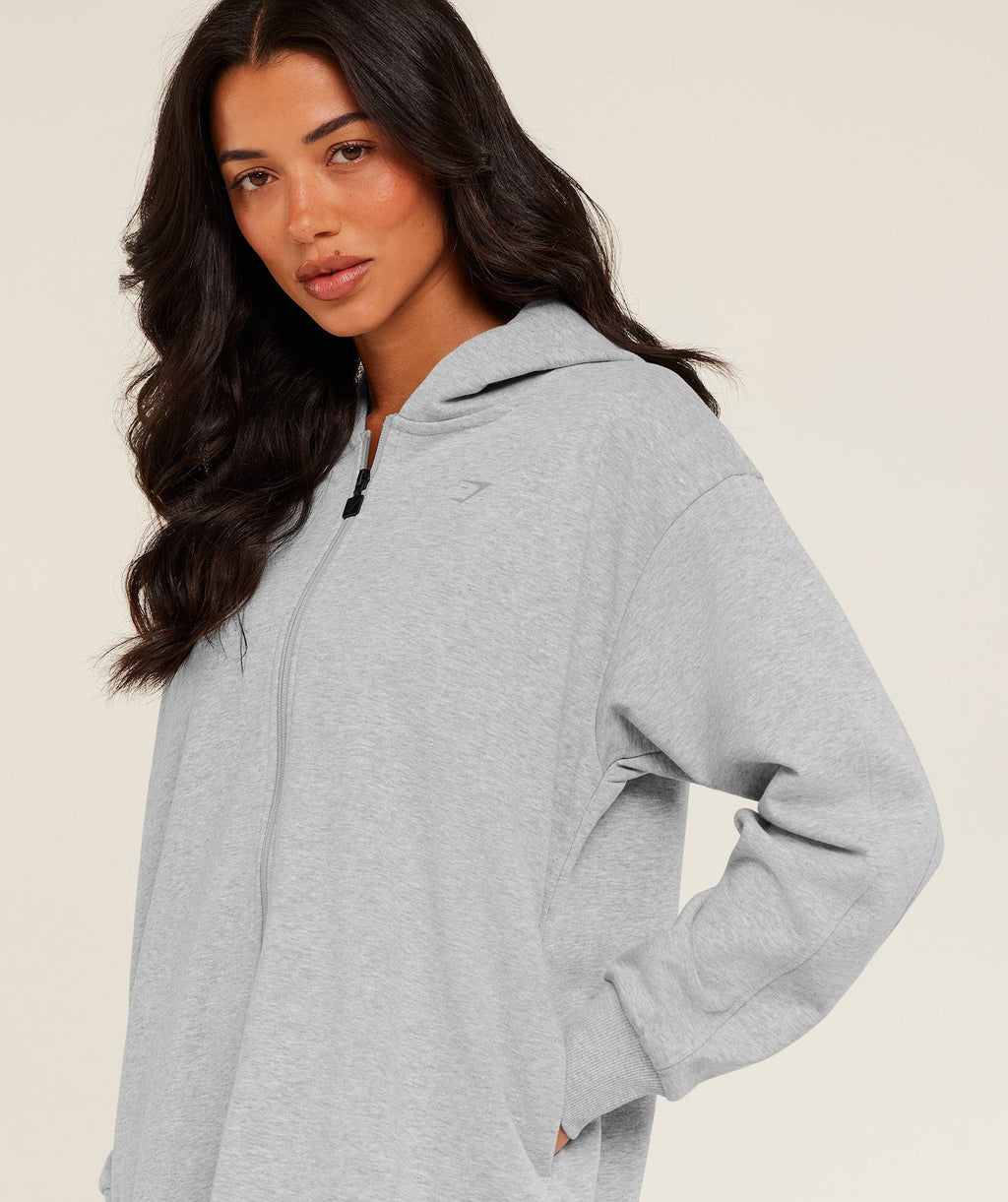 Covered Longline Zip Up Hoodie