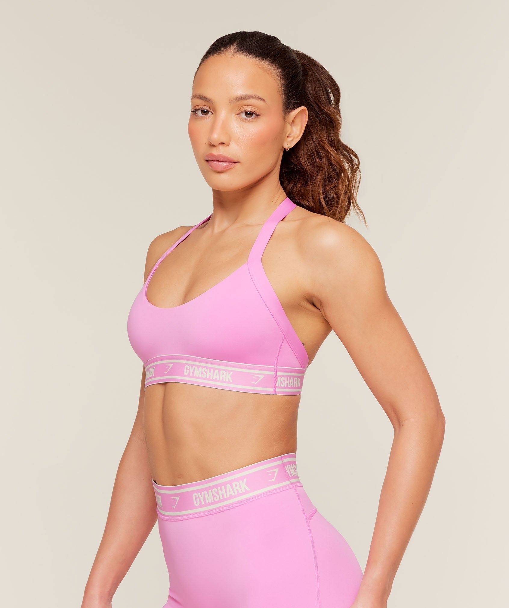 Light Support Halter Neck Logo Sports Bra