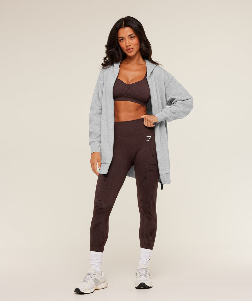 Covered Longline Zip Up Hoodie