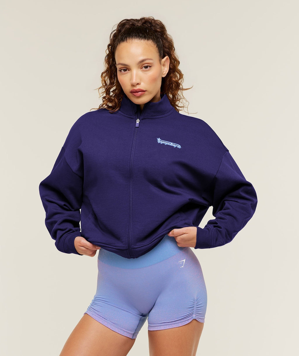 Script Embroidery Full Zip Jacket