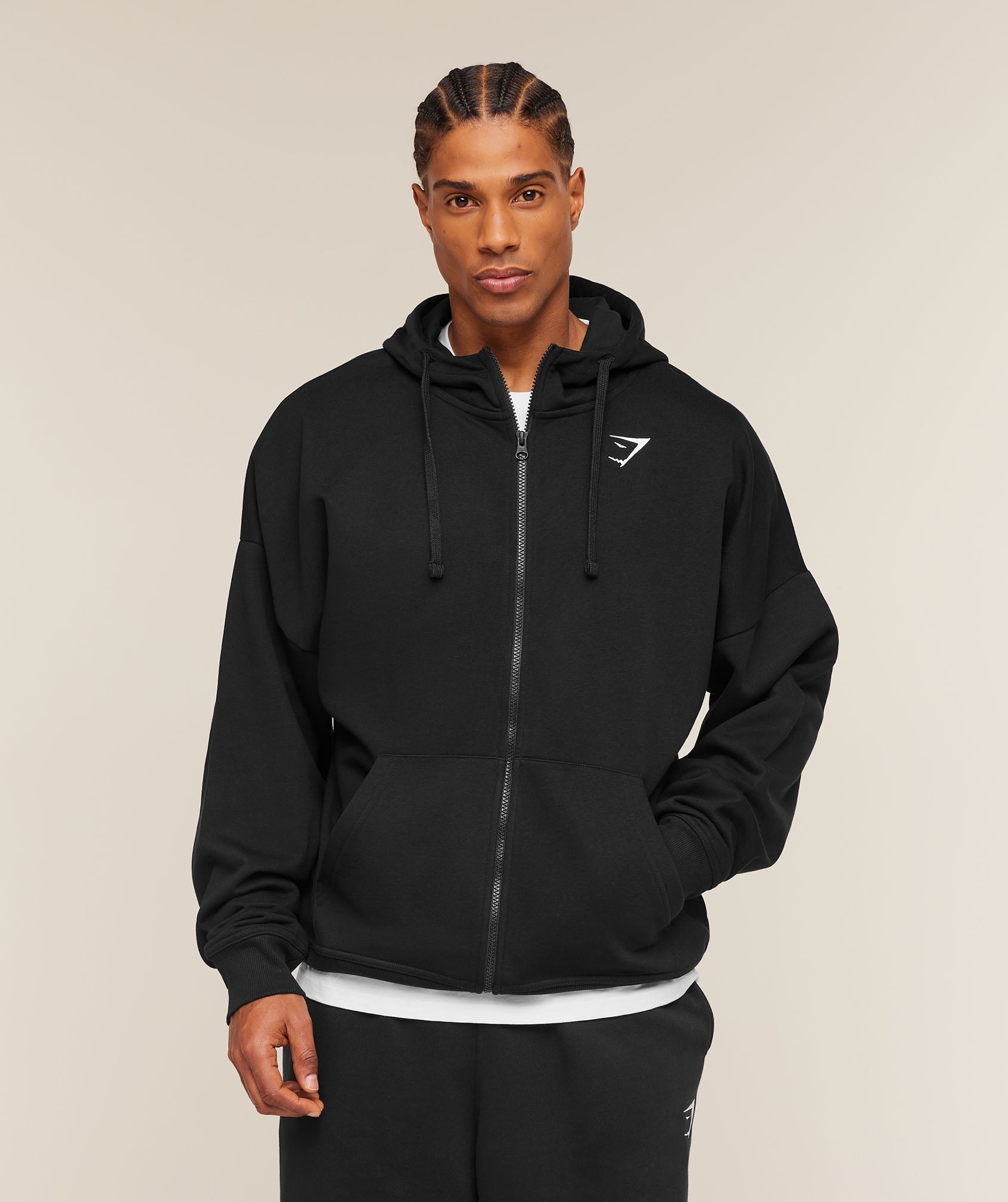 Crest Oversized Zip Up Hoodie