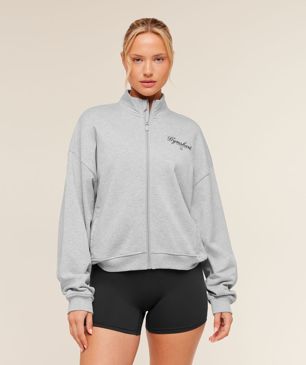 Script Embroidery Oversized Zip Through