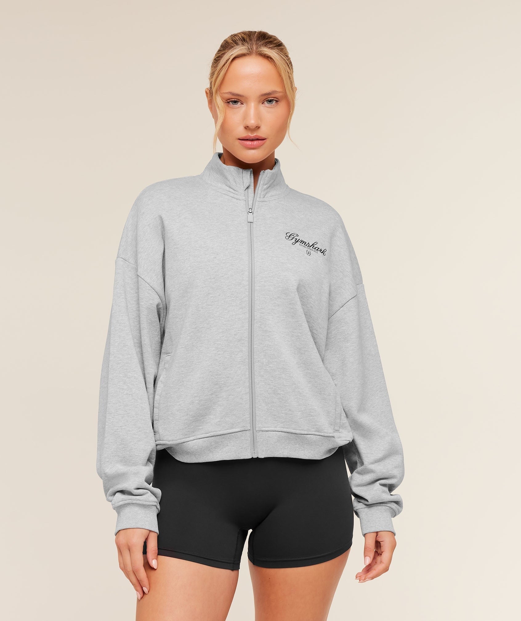 Script Embroidery Oversized Zip Through