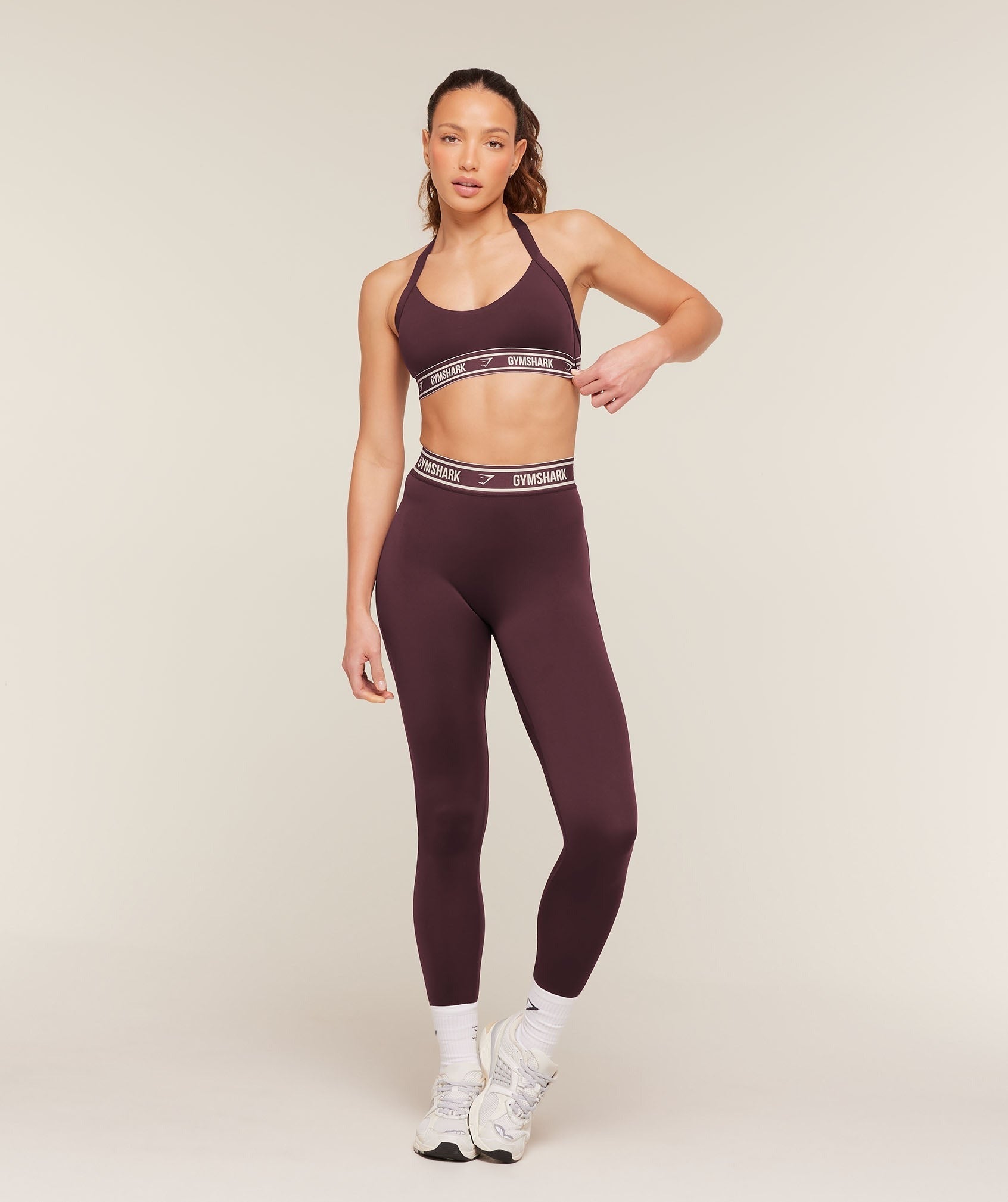 Light Support Halter Neck Logo Sports Bra