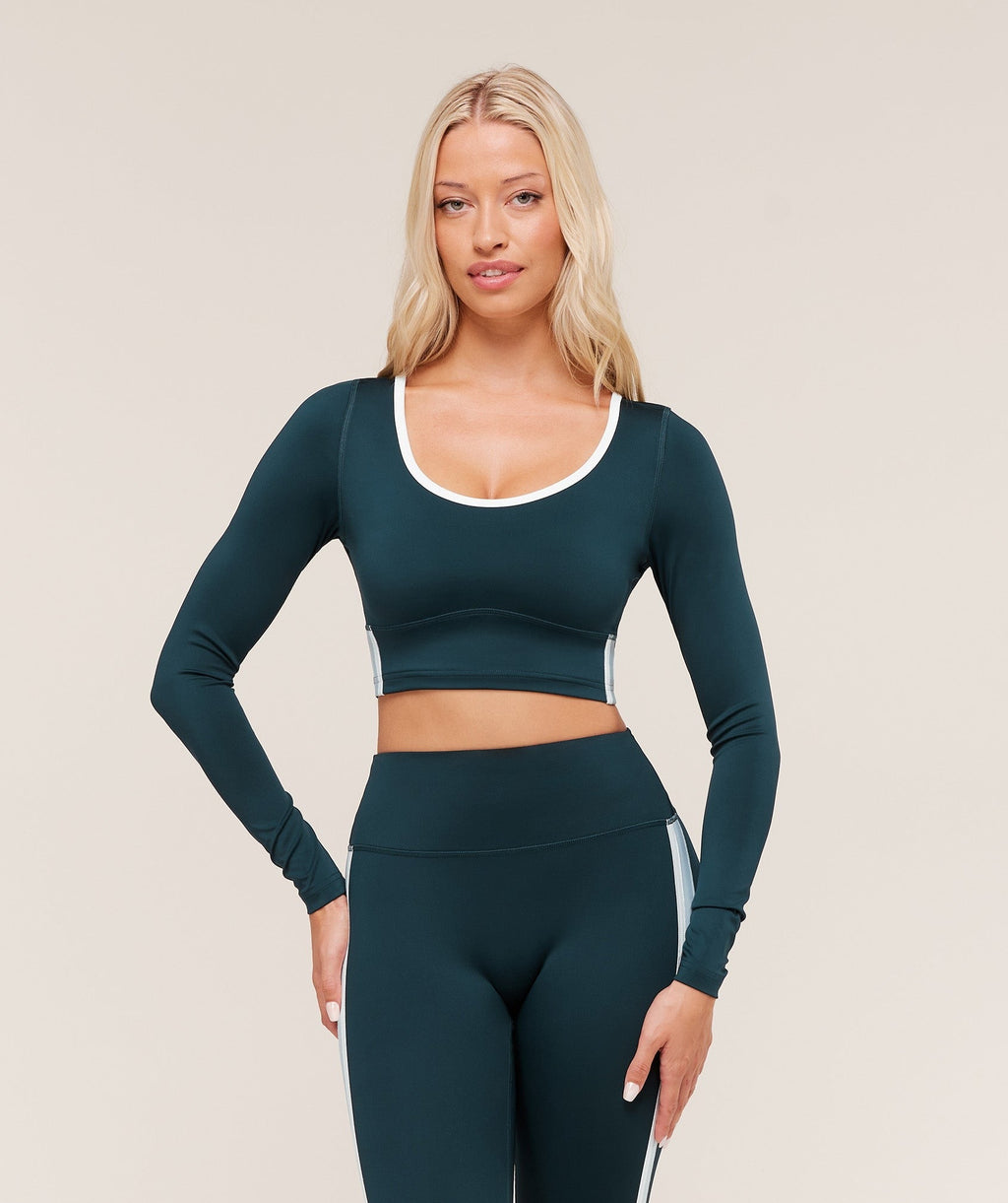 Piping Long Sleeve Crop Top