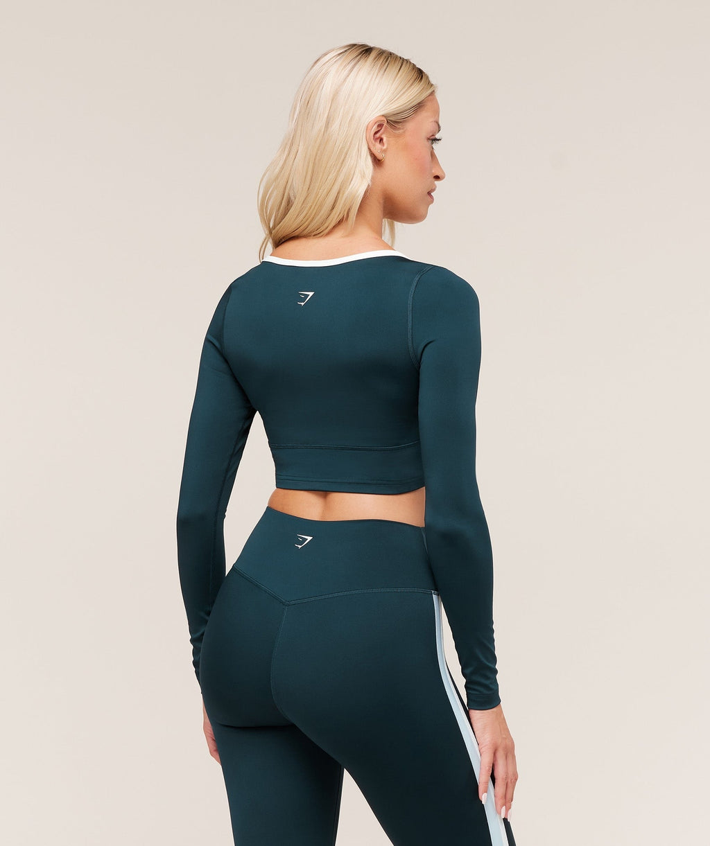 Piping Long Sleeve Crop Top