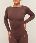 Everyday Seamless Wide Neck Long Sleeve Top