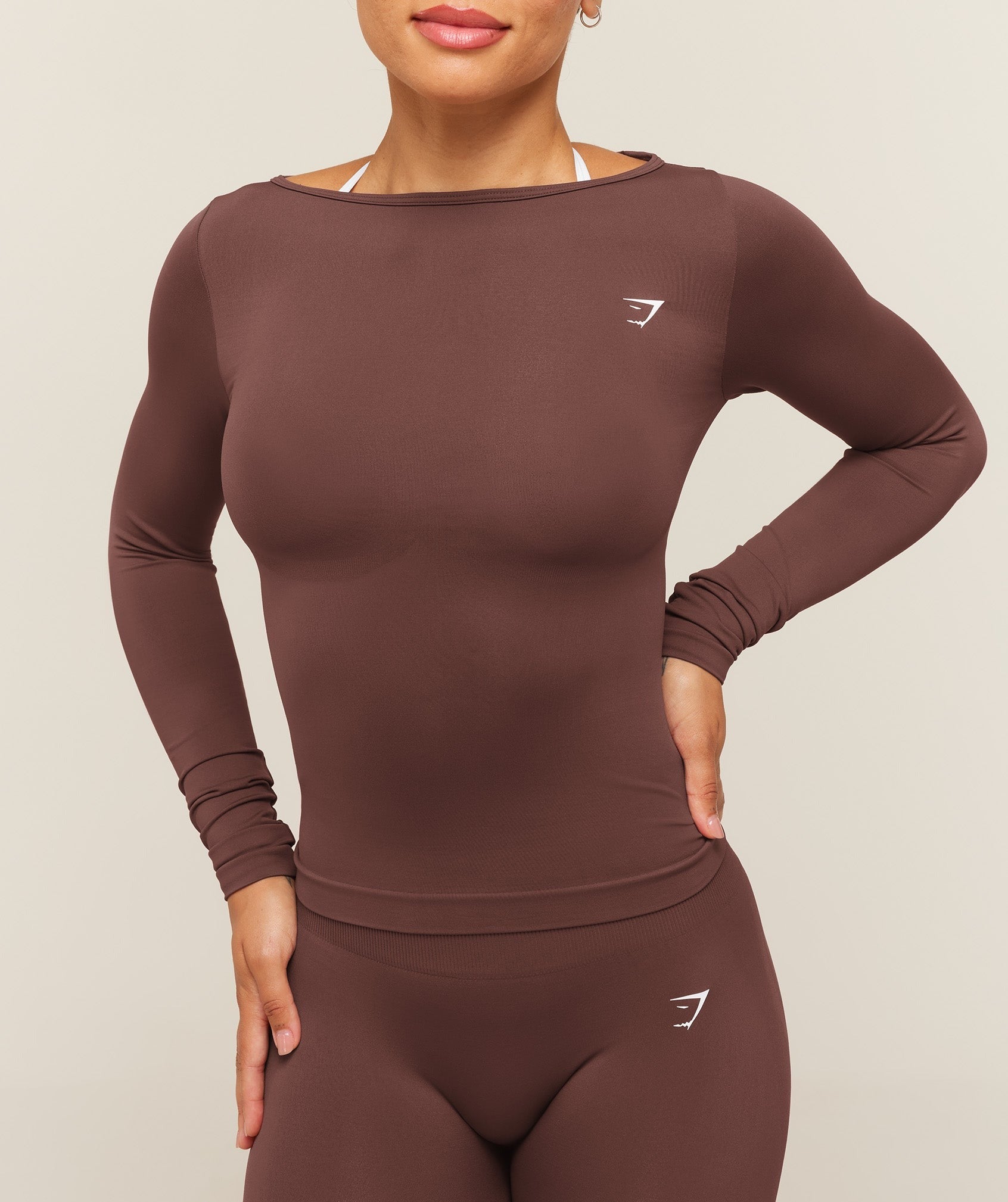 Everyday Seamless Wide Neck Long Sleeve Top