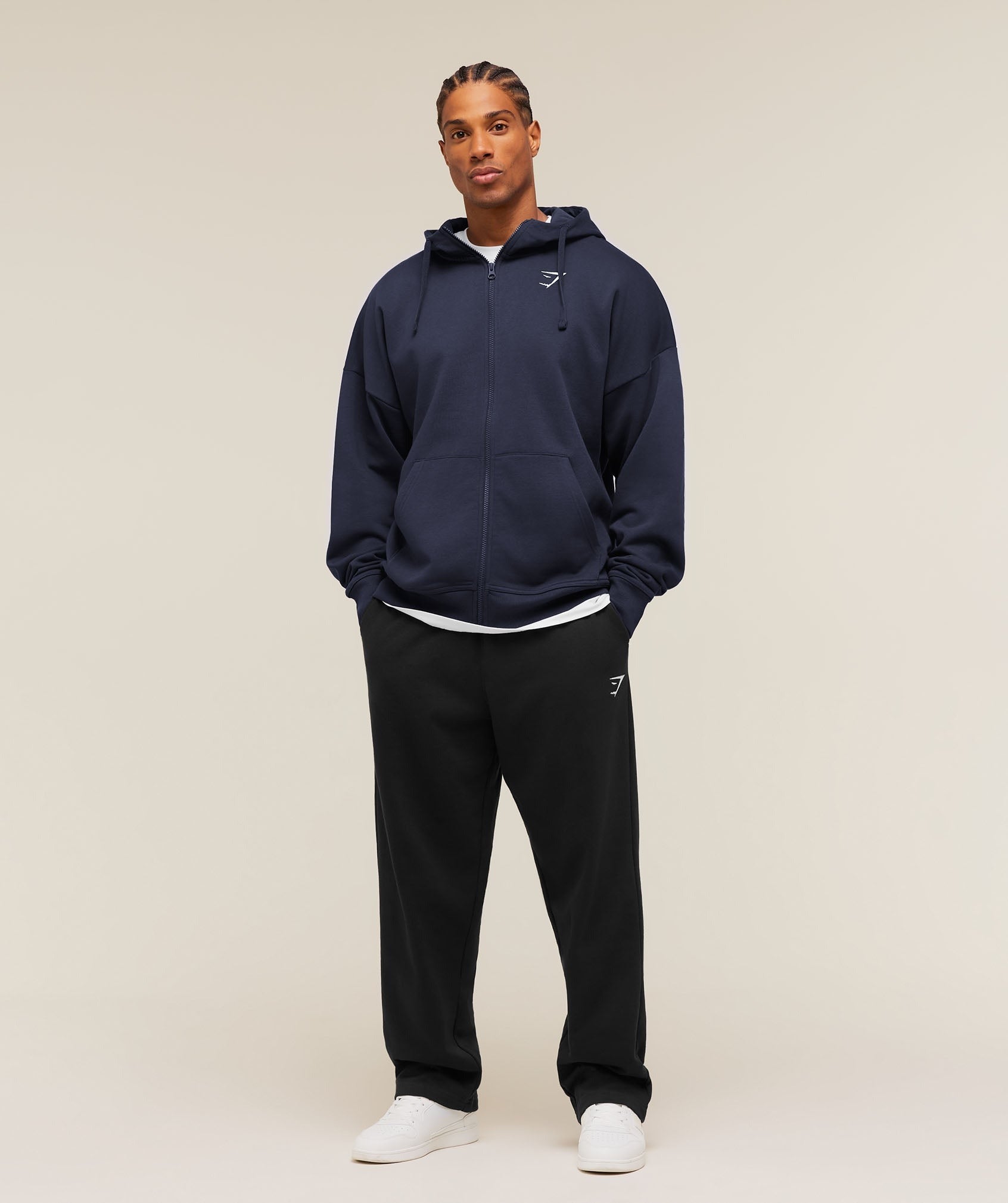 Crest Oversized Zip Up Hoodie