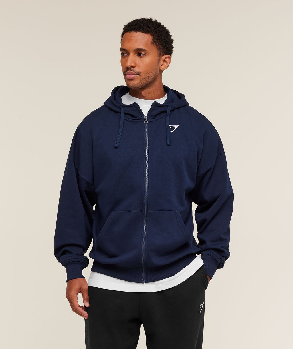 Crest Oversized Zip Up Hoodie