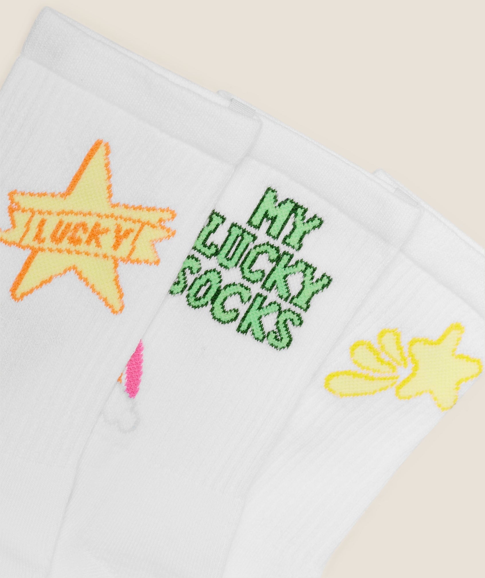 Lucky Graphic Crew Socks 3pk