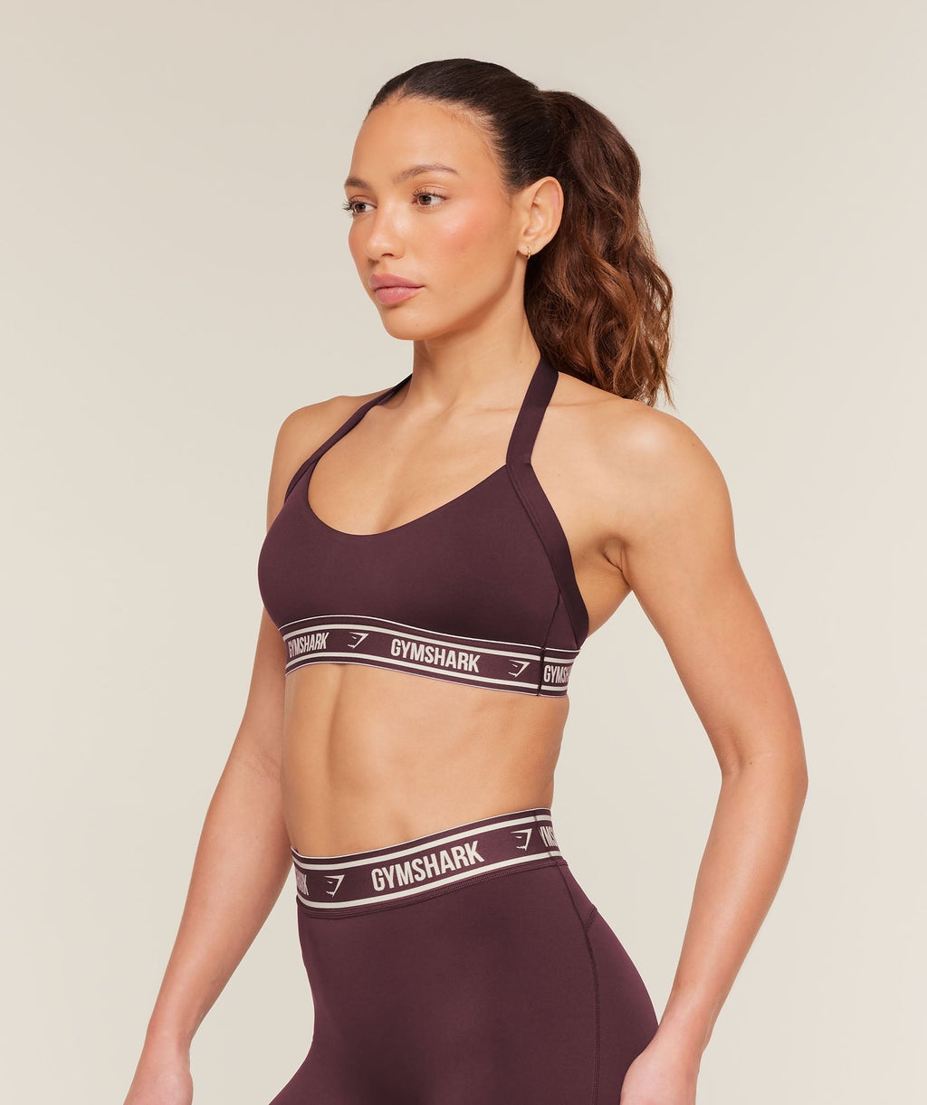 Light Support Halter Neck Logo Sports Bra