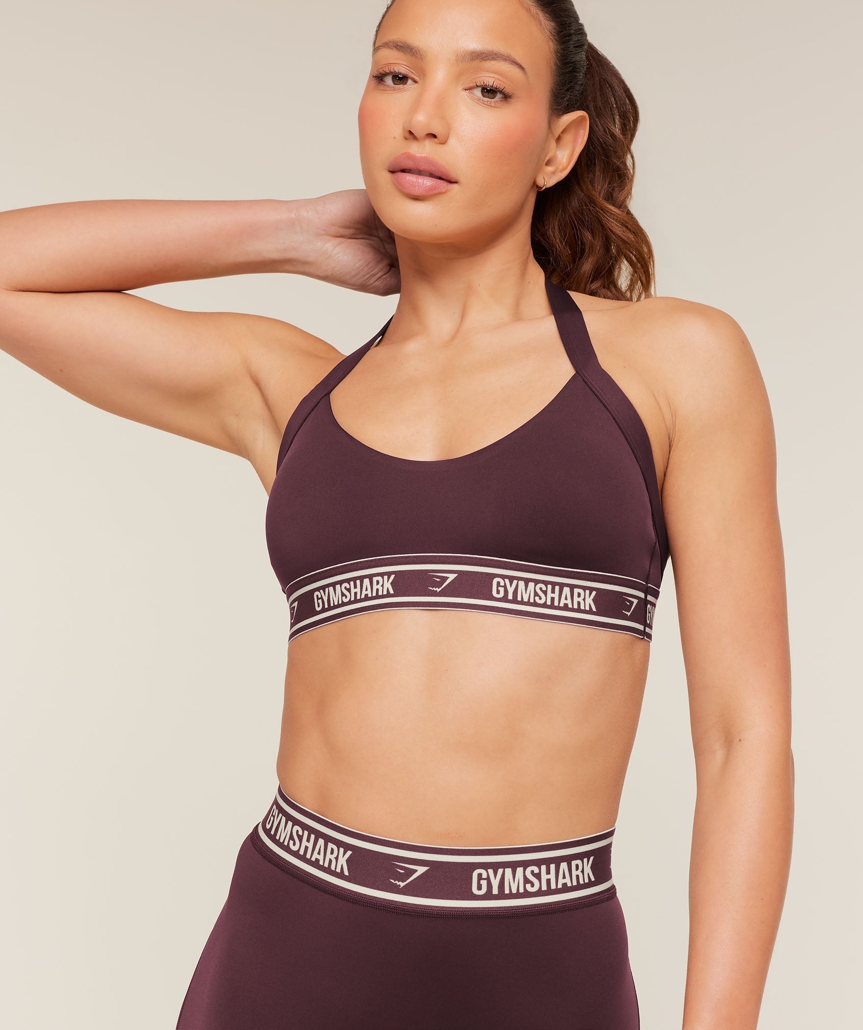 Light Support Halter Neck Logo Sports Bra