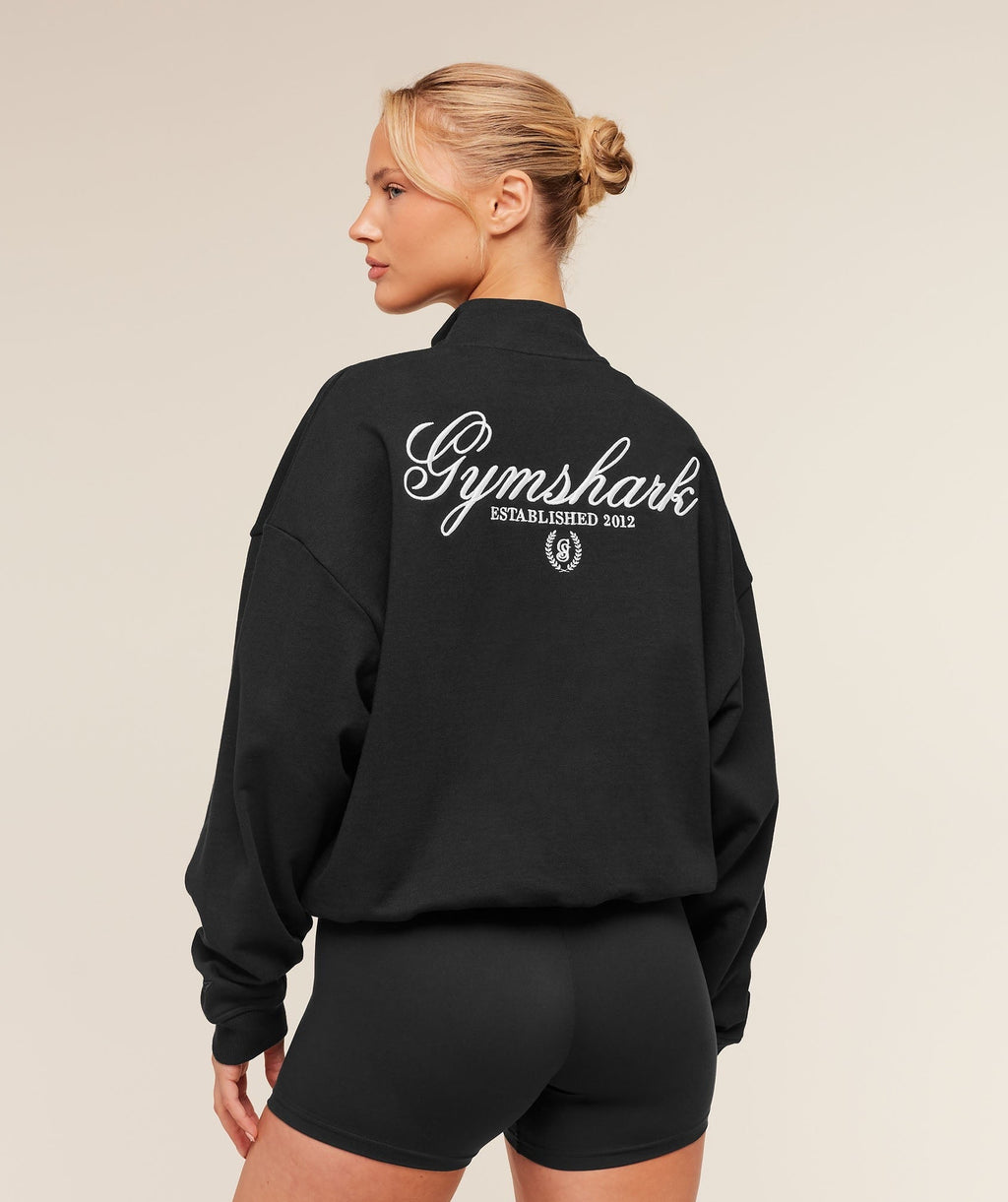Script Embroidery Oversized Zip Through
