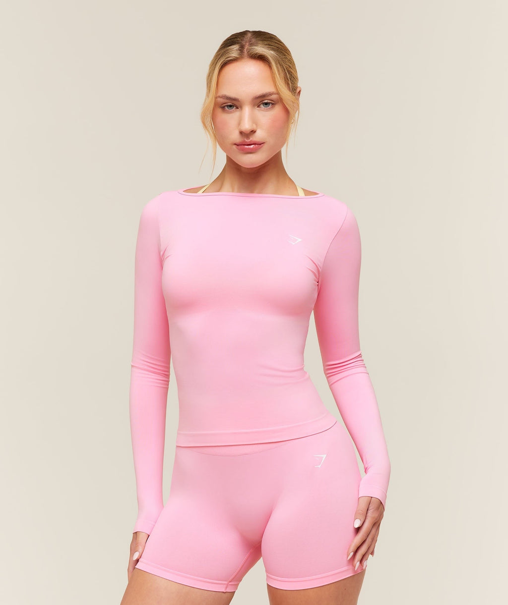 Everyday Seamless Wide Neck Long Sleeve Top
