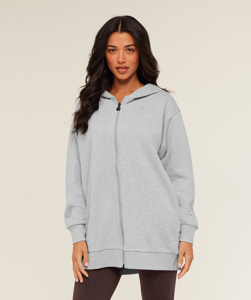 Covered Longline Zip Up Hoodie