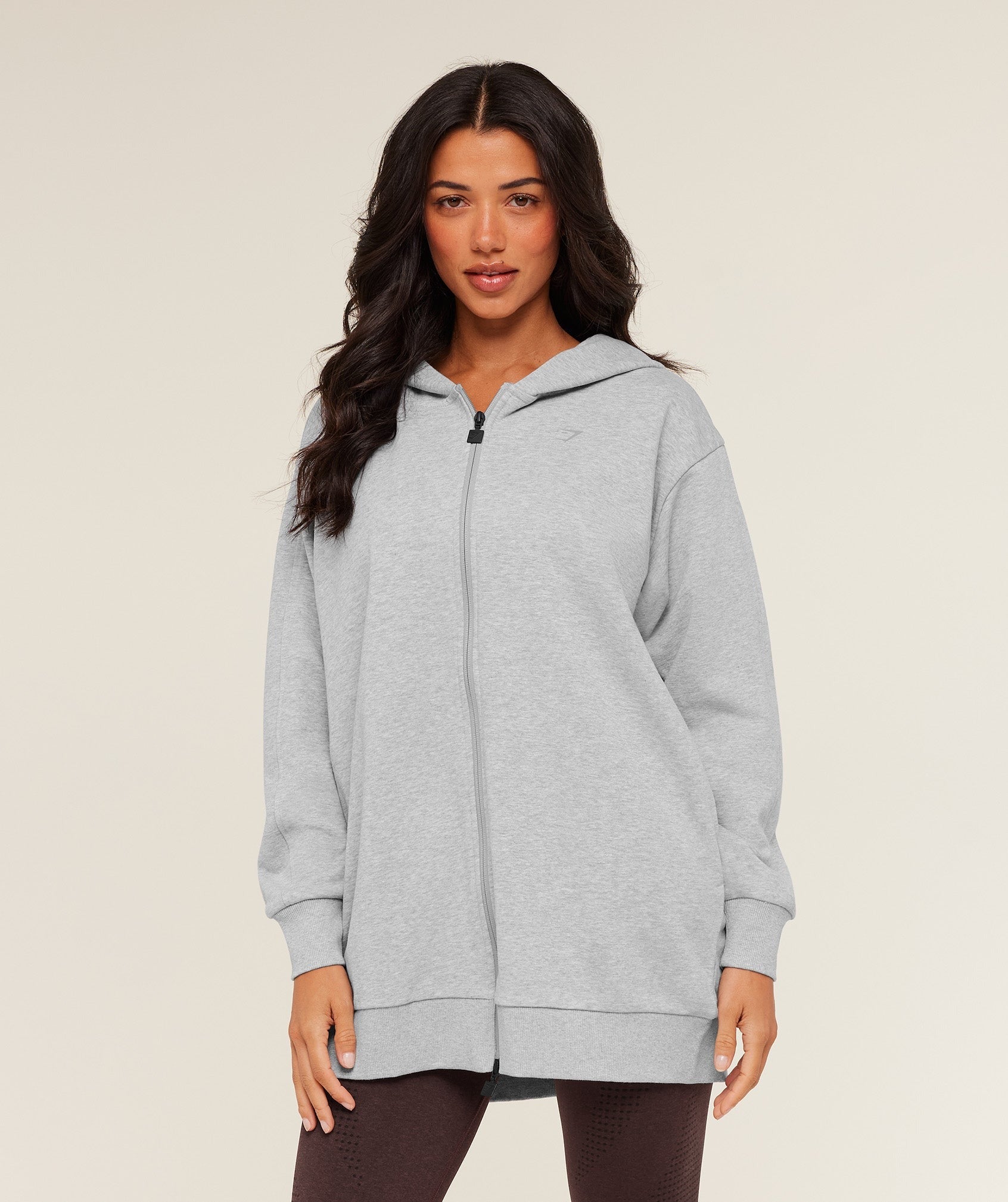 Covered Longline Zip Up Hoodie