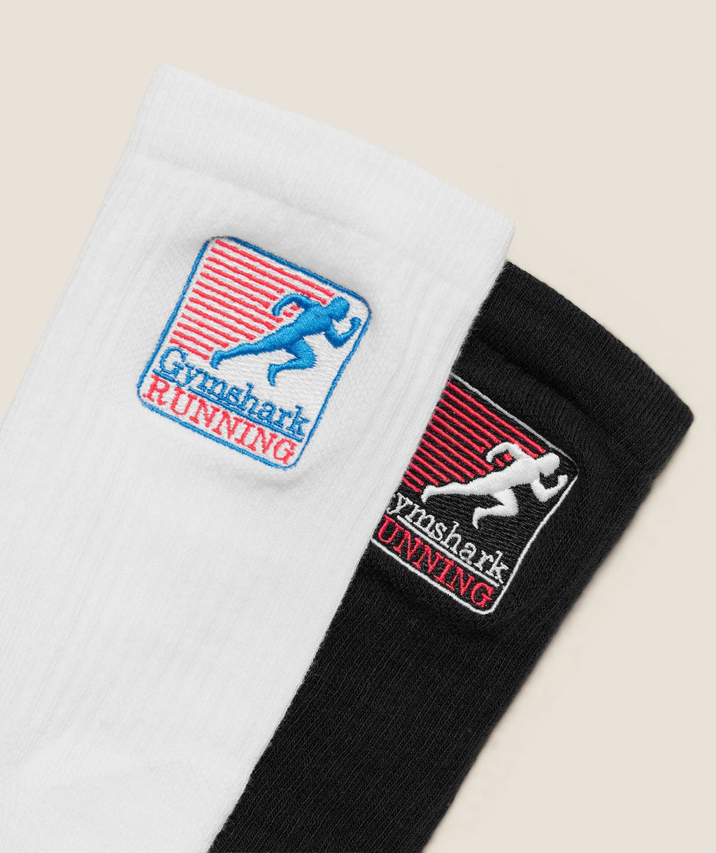 Running Graphic Crew Socks 2pk