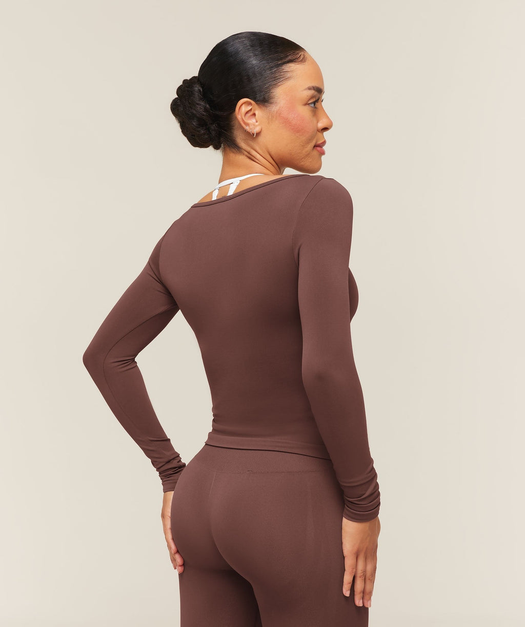 Everyday Seamless Wide Neck Long Sleeve Top