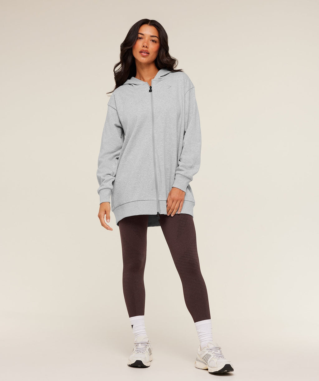 Covered Longline Zip Up Hoodie