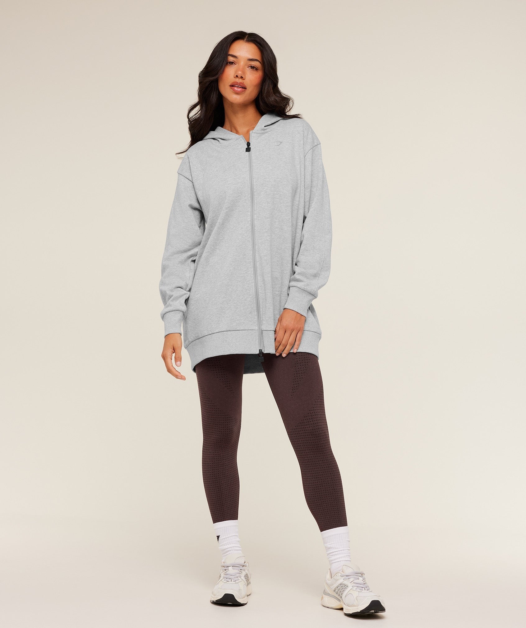 Covered Longline Zip Up Hoodie