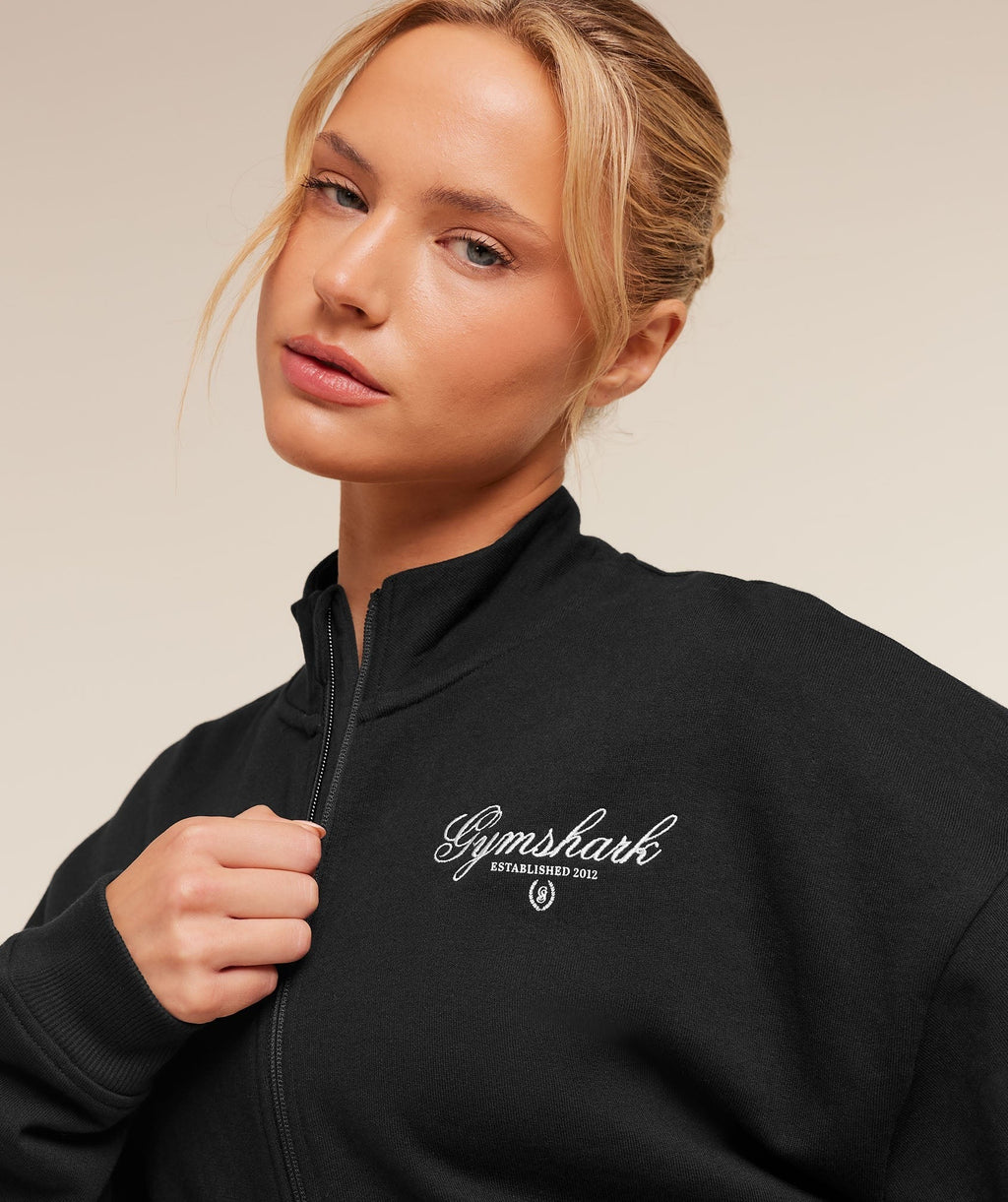 Script Embroidery Oversized Zip Through