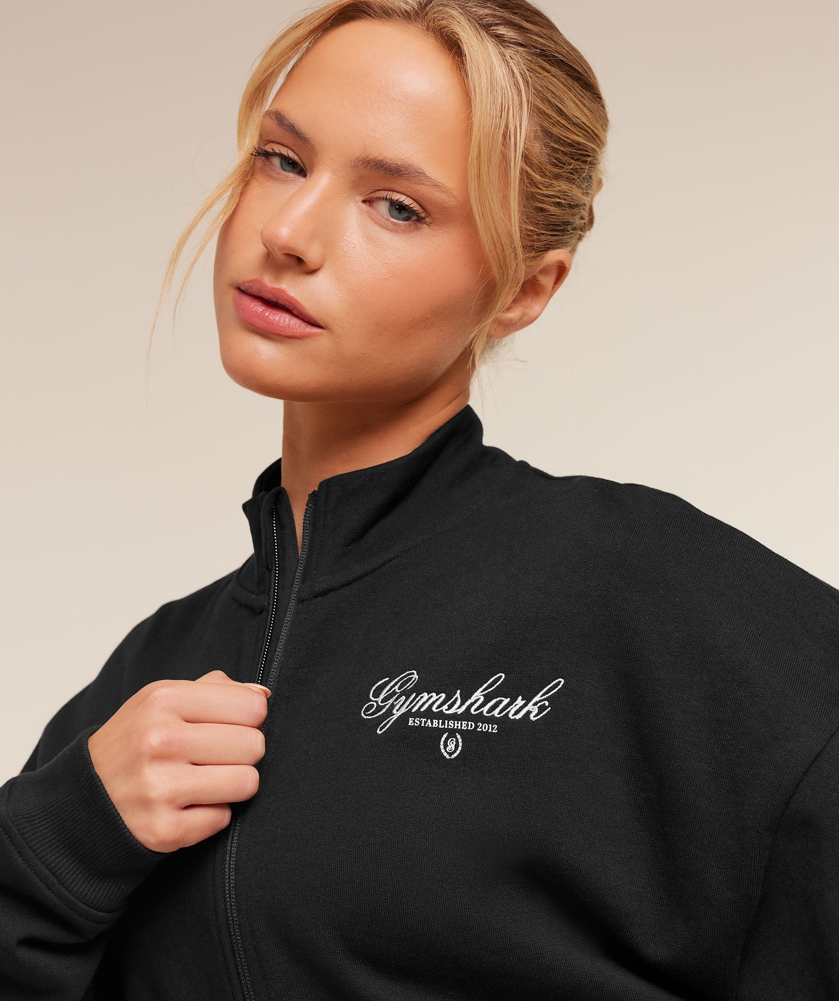 Script Embroidery Oversized Zip Through